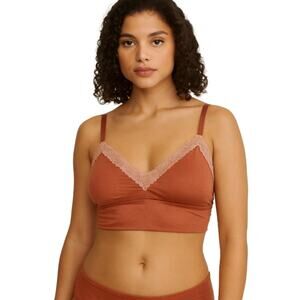 Aerie Sunnie Lace Padded Triangle Bralette Cameo Rose Longline Adjustable XL NWT